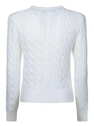 Polo Ralph Lauren Embroidered Cable-knit Cotton Cardigan In White