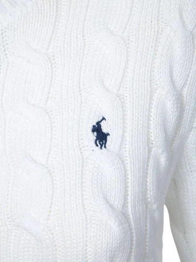 Polo Ralph Lauren Embroidered Cable-knit Cotton Cardigan In White