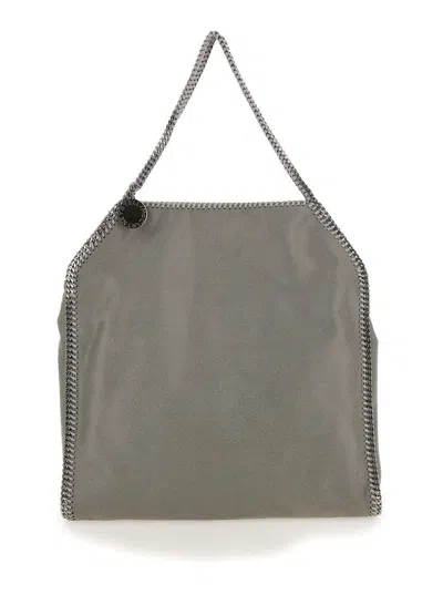 Stella Mccartney Grey Handbag With Diamond-like Chain And Logo Charm On The Front In Ecoleather Woman