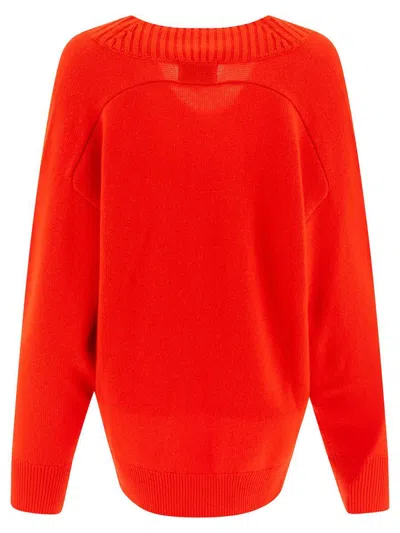 Loulou Studio Oversize Cashmere V-neck Sweater In Red