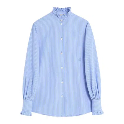 Valentino Hemd Aus Classic Stripe Popeline Frau Iris Liliac 48