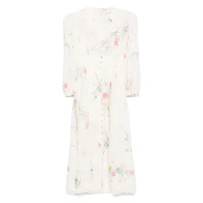 Zimmermann Lucky Midi Dress - Women's - Linen/flax/cotton/polyester In White