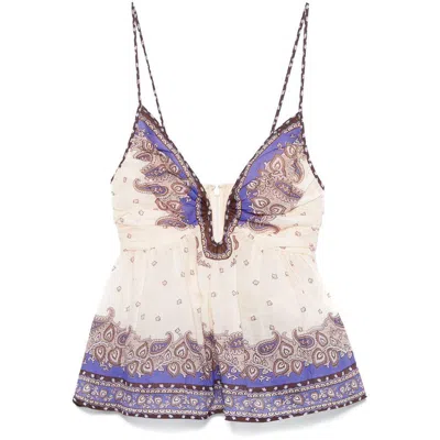 Zimmermann Maxine Plunge Cami Tops Purple In Multi