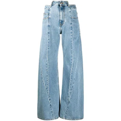 Maison Margiela High-waisted Cut-out Jeans With Wide Leg Silhouette