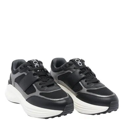 Tod's Round Toe Lace-up Sneakers With Mesh Panels
