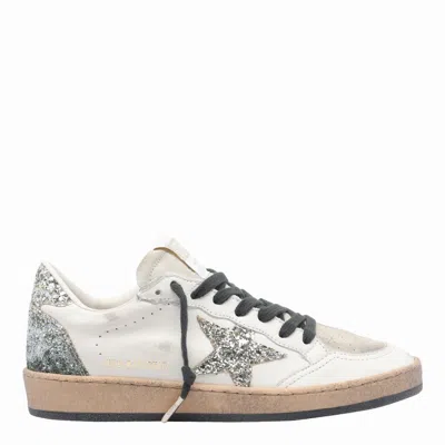 Golden Goose Ball Star Sneakers In Vintage Effect Leather And Suede With Glittered Star And Heel Tab