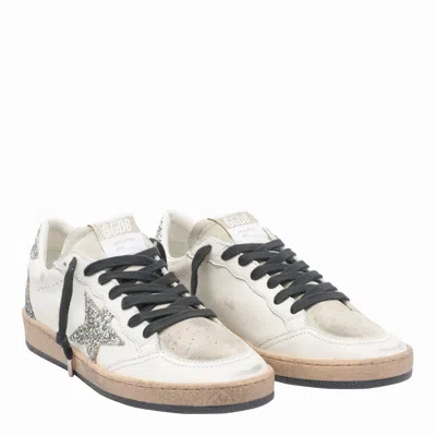 Golden Goose Ball Star Sneakers In Vintage Effect Leather And Suede With Glittered Star And Heel Tab