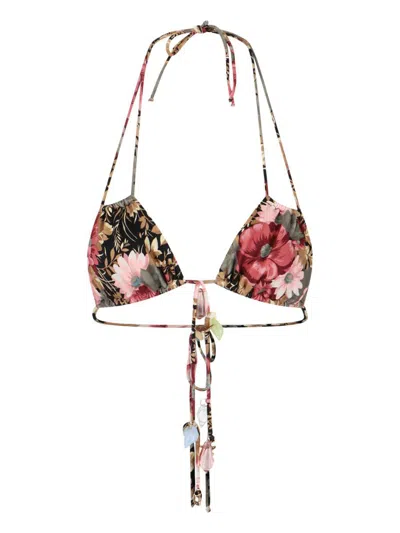 Chloé Embellished Floral Halter Triangle Coverups In Multi