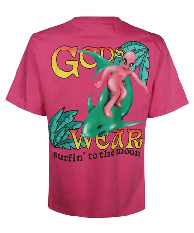 Gcds Surfing Wirdo Graphic-print T-shirt In Pink