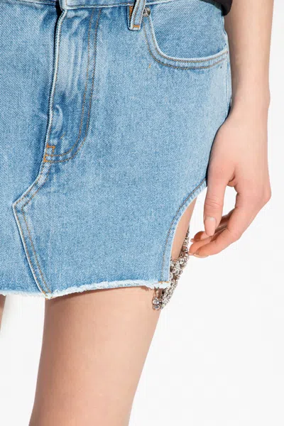 Gcds Cut-out Denim Skirt In Blue