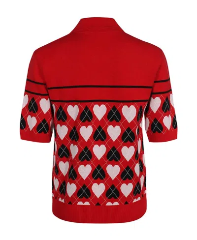 Msgm Jacquard Knit Polo Shirt