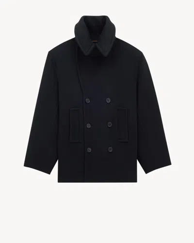 Saint Laurent Oversize Pea Coat In Black