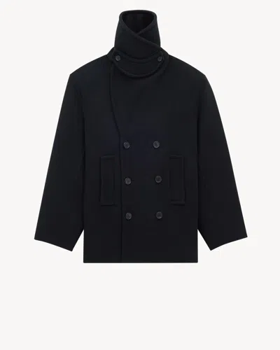 Saint Laurent Oversize Pea Coat In Black