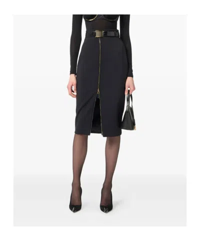 Elisabetta Franchi Lightweight Crepe Skirt With Black Zip In Black