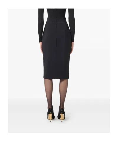 Elisabetta Franchi Lightweight Crepe Skirt With Black Zip In Black