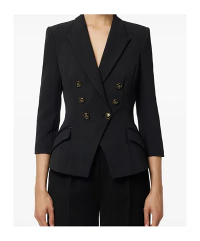 Elisabetta Franchi Tailored Blazer With Padded Shoulders And Peak Lapels In Black