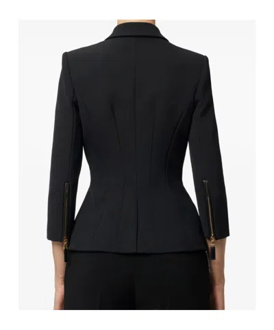 Elisabetta Franchi Tailored Blazer With Padded Shoulders And Peak Lapels In Black