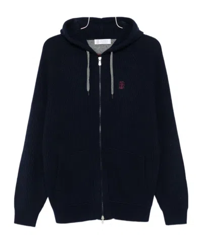 Brunello Cucinelli Zip-up Hooded Cardigan In Black