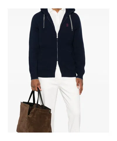 Brunello Cucinelli Zip-up Hooded Cardigan In Black