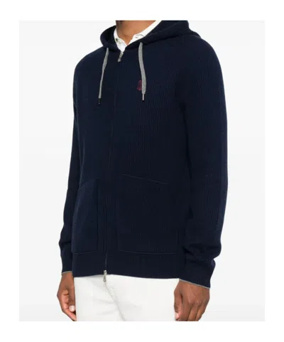 Brunello Cucinelli Zip-up Hooded Cardigan In Black