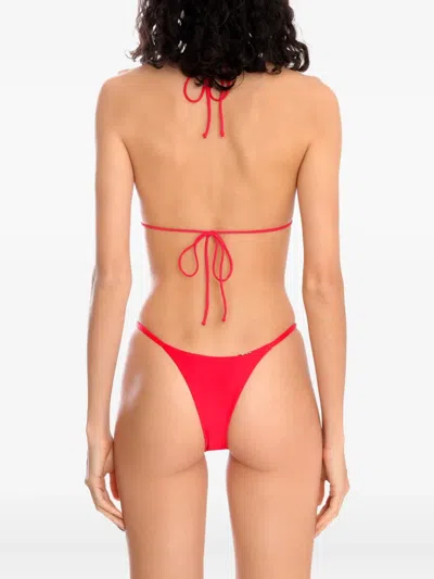 Amir Slama Flower-embellished Triangle Bikini In Red