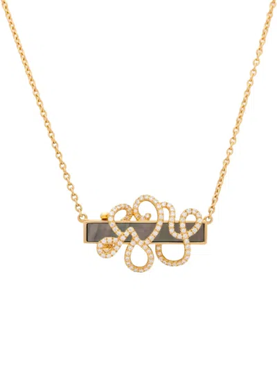 Auragraph 18k Yellow Gold Mood Black Pearl Necklace