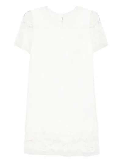 Ermanno Scervino Lace-trimmed Short-sleeved Dress In White
