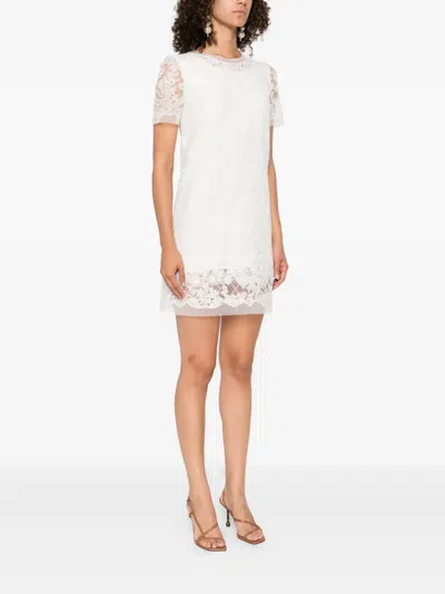 Ermanno Scervino Lace-trimmed Short-sleeved Dress In White