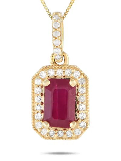 Pre-owned Lb Exclusive 14k Yellow Gold Ruby And Diamond Necklace