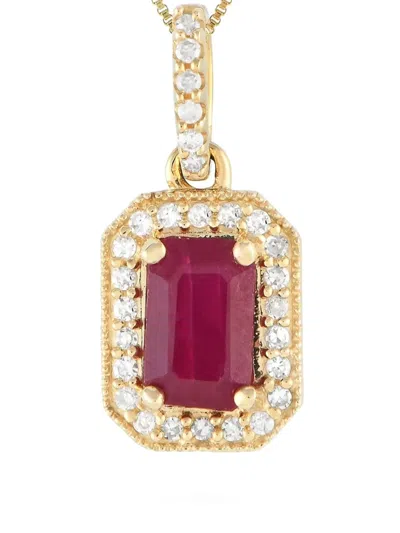 Pre-owned Lb Exclusive 14k Yellow Gold Ruby And Diamond Necklace