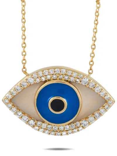 Pre-owned Lb Exclusive 14k Yellow Gold Evil Eye Diamond Necklace