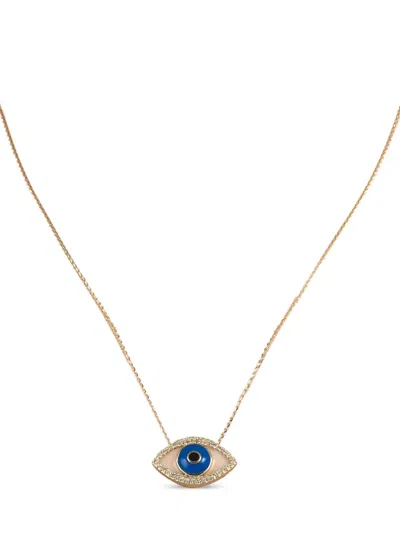 Pre-owned Lb Exclusive 14k Yellow Gold Evil Eye Diamond Necklace