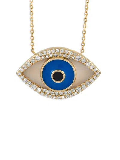 Pre-owned Lb Exclusive 14k Yellow Gold Evil Eye Diamond Necklace