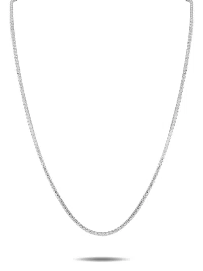 Pre-owned Lb Exclusive 14k White Gold Diamond Tennis Necklace In Silver