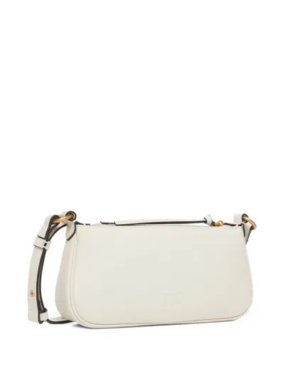Pinko Mini Half Moon Baguette Leather Crossbody Bag In White