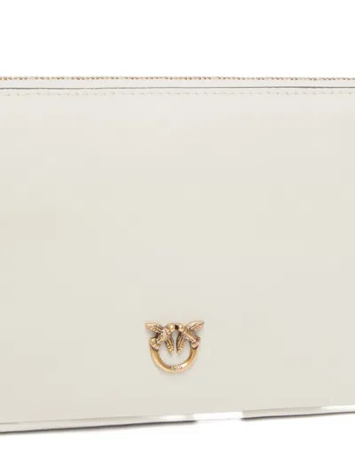 Pinko Mini Half Moon Baguette Leather Crossbody Bag In White