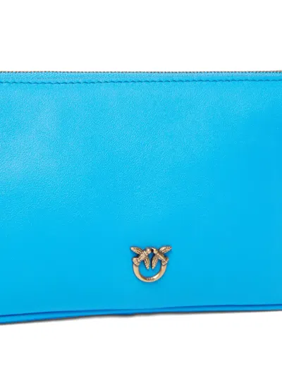 Pinko Mini Half Moon Baguette Leather Crossbody Bag In Blue