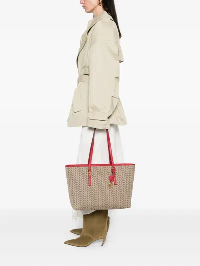 Michael Michael Kors Large Quinn Monogram Red-trimmed Tote Bag