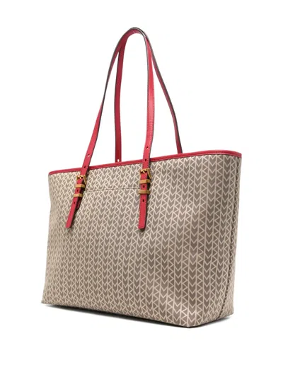 Michael Michael Kors Large Quinn Monogram Red-trimmed Tote Bag