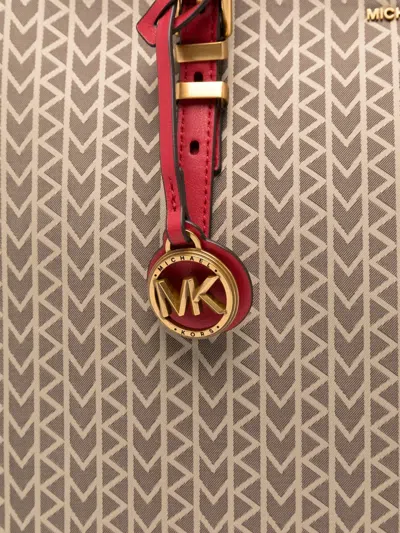 Michael Michael Kors Large Quinn Monogram Red-trimmed Tote Bag