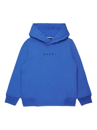 Marni Cotton Hoodie In Blue