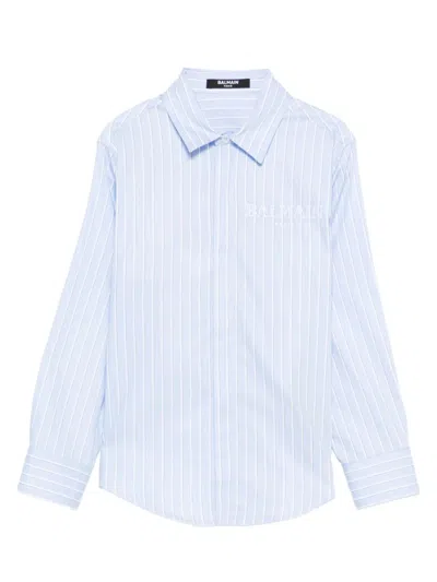Balmain Striped Shirt In Blue