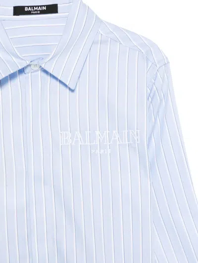 Balmain Striped Shirt In Blue
