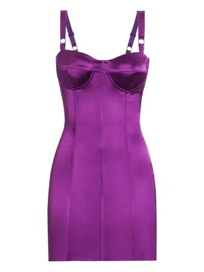 Dolce & Gabbana Satin Bustier Mini Dress In Purple