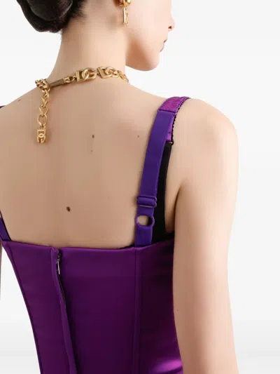 Dolce & Gabbana Satin Bustier Mini Dress In Purple