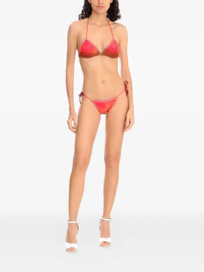 Amir Slama Tie-dye Crochet Bikini In Red