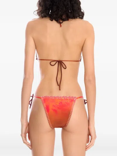 Amir Slama Tie-dye Crochet Bikini In Red