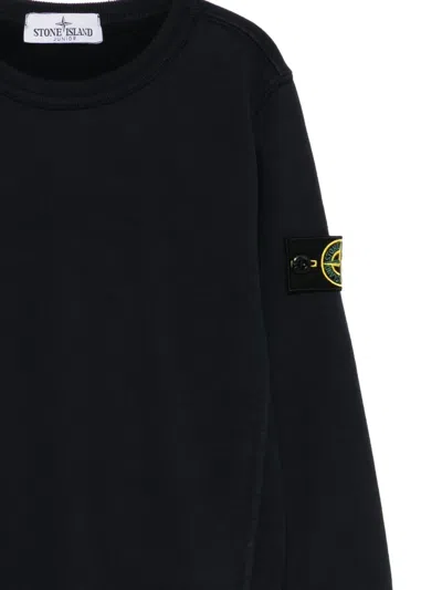 Stone Island Logo-patch Crew-neck Sweatshirt In Black