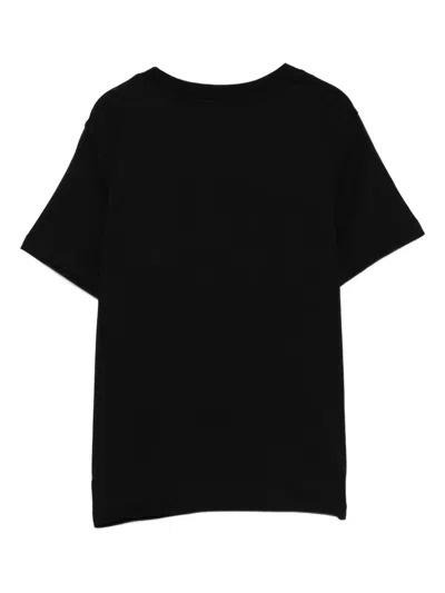 Balmain Logo-embroidered Button-detailed T-shirt In Black