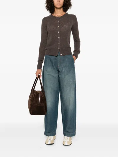 Aragona Button-front Cashmere Cardigan In Brown